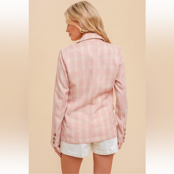 111. Hem & Thread Blazer Pink Plaid Lightweight Spring Summer Jacket 
NEW Item - Picture 5 of 6